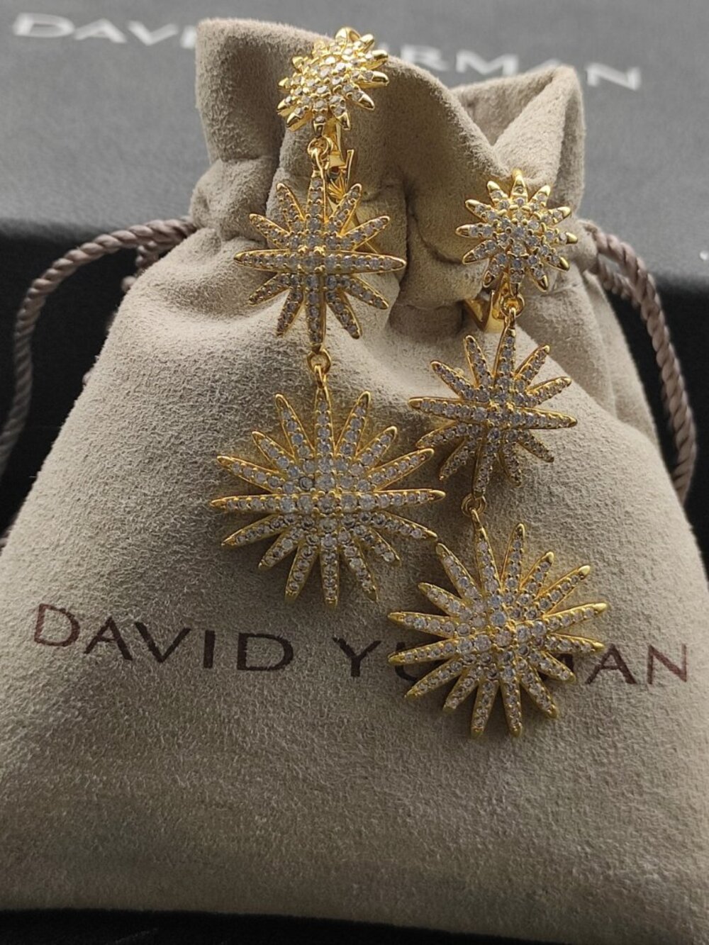 David Yurman Gold Sunflower Triple Earrings - Picture 6 of 9